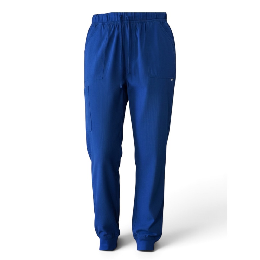 Scrubstar Womens Heather Electric Blue Ribbed Jogger Scrub Pants Size-Large